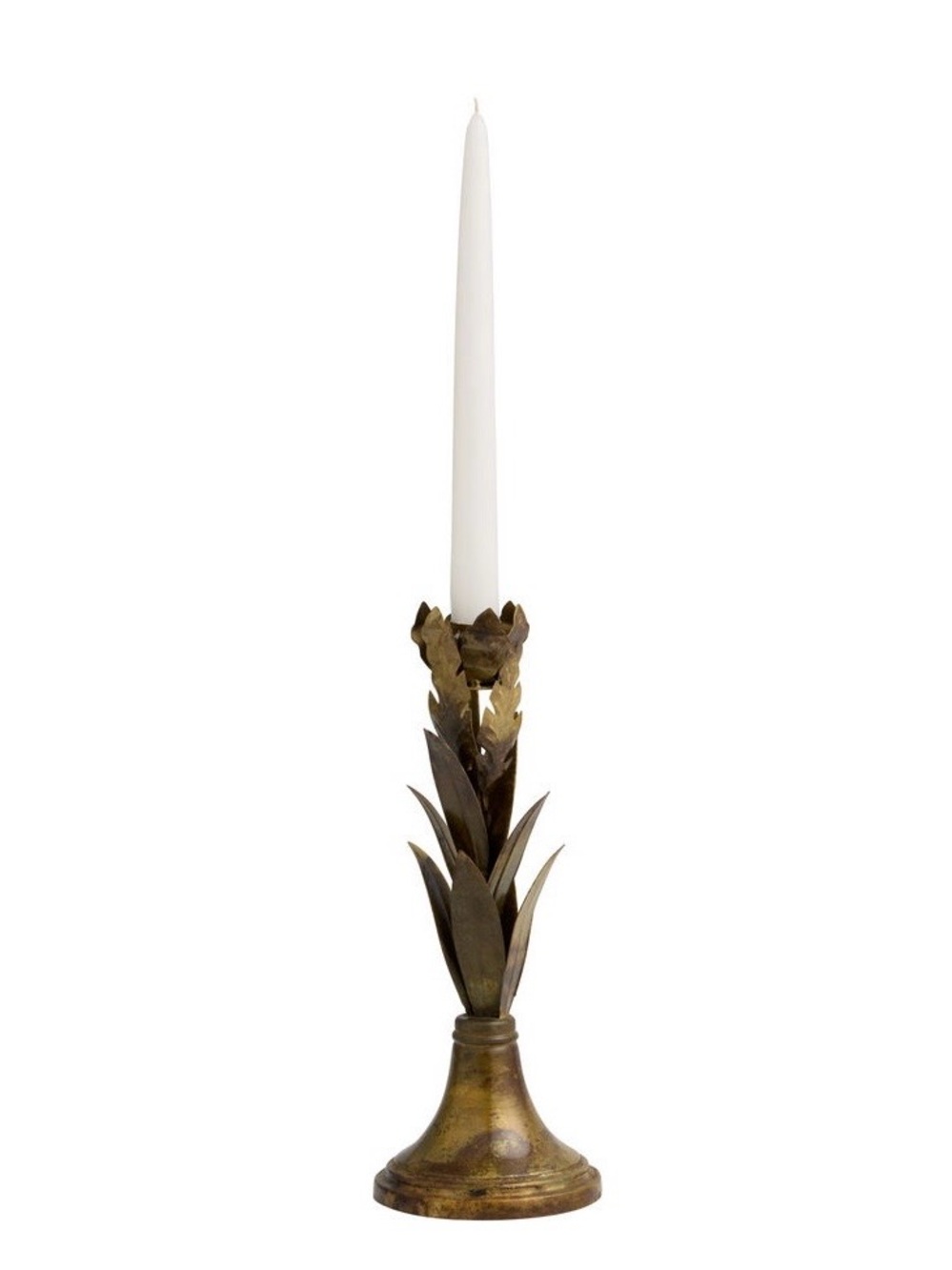 WORLD MARKET NWT antiqued bronze tulip taper candle holder -9”h